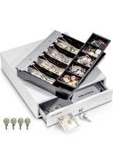 Square Cash Drawer 13&Prime; Cash Register POS System 3 Unlocking Ways RJ11 (White)