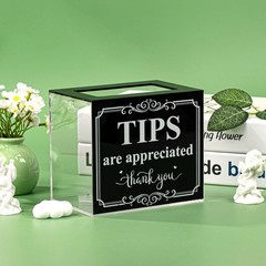 Acrylic Tip Jar for Money Donation Raffle Cash Collection Storage Box for Bar..