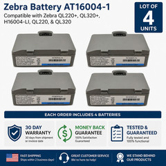 QL320/QL220 Zebra Battery- Part Number: AT16004-1 ***Lot of 4*** Best Value!!!!!