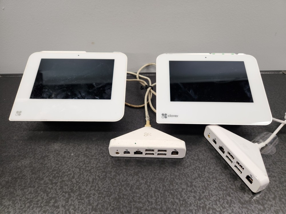 Clover Mini Wi-Fi C300 & 3G C301 POS Systems w/ Hubs READ Untested No Power Cord
