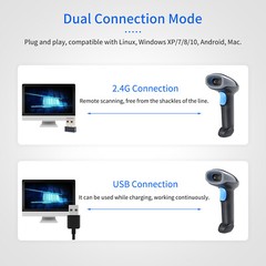 2.4G & USB Barcode 1D/2D/QR 3 in 1 Barcode Reader F4O4
