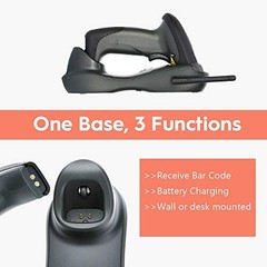 Wireless Barcode Scanner with USB Charging Base – 328ft Range, Handheld 1D Laser