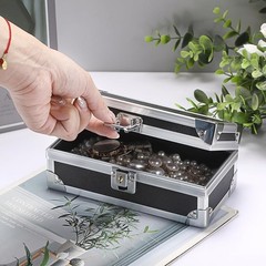 Lockable Cash Box with Key Aluminium Alloy Money Organizer Single Row Currency