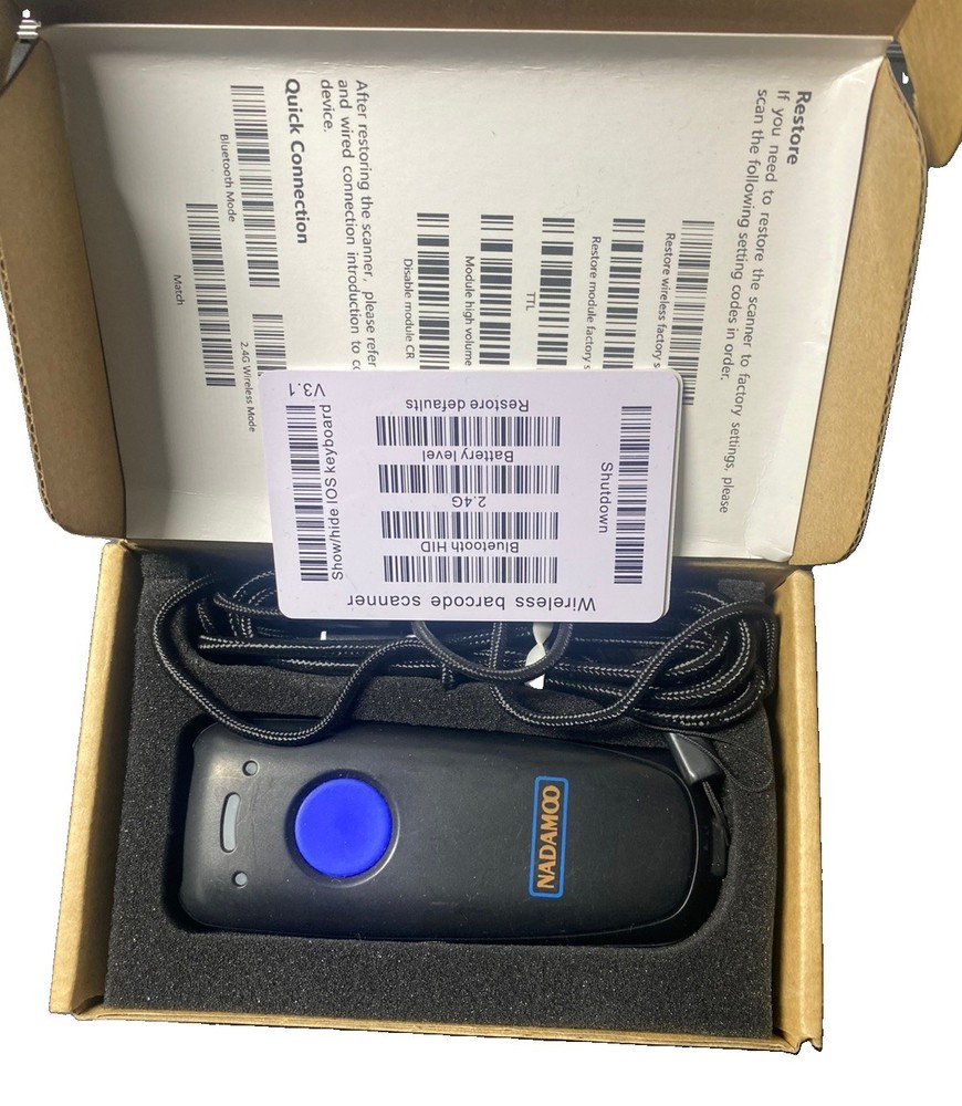 Nadamoo Bur3076 Wireless Barcode Scanner, Model Bur3076, MPN Bur3076