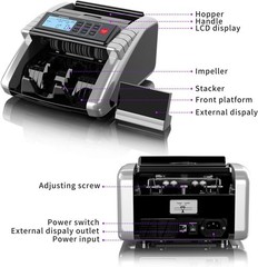 Money Counter Machine with Value Count, Dollar/Euro Add & Batch Mode LCD Display