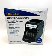 Royal Sovereign QS-1AC Electric Coin Sorter Counter Machine Black NIB