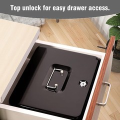 Portable Cash Box W/ Key Lock & Money Tray Organizer Home School Outdoor New