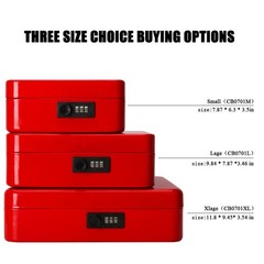 Medium Cash Box with Combination Lock Durable Metal Cash Box with Money Tray…