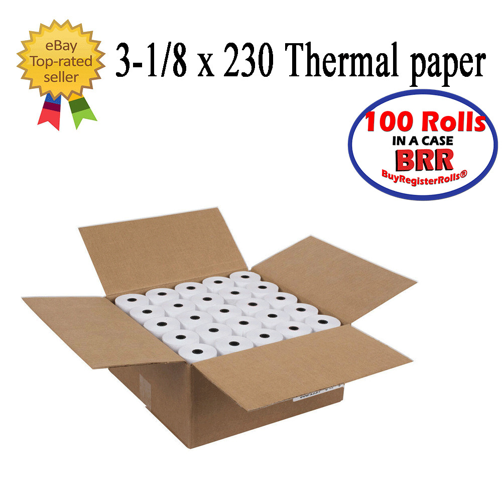 3-1/8&Prime; x 230&prime; THERMAL POS RECEIPT PRINTER ROLL PAPER BPA FREE USA 100 ROLLS