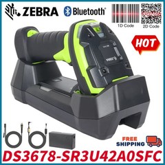 Zebra DS3678-SR3U42A0SFC Cordless 1D/2D Linear Imager Barcode Scanner USB Kit