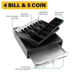 13inch « Stainless Steel » Front Heavy Duty Black POS Interface Cash Drawer wit…