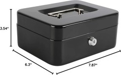 Locking Steel Medium Cash Box with Removable Coin Tray and Key Lock,7.87&Prime;x 6….