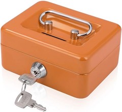 Mini Cash Box with Slot Small Cash Box with Money Tray and Key Lock, Metal Lo…