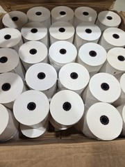 Lot of 50 Thermal Transfer Paper Rolls White lor 9078-0566 – 80mm x 273&prime;