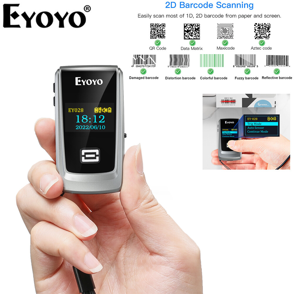 Eyoyo Mini Bluetooth QR Code Scanner LCD Display 1D 2D Book Barcode Scanner