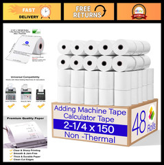 48 Rolls Adding Machine Tape 2 1/4&Prime; x 150ft – Compatible with Multiple Models