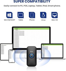 Mini 1D Bluetooth Barcode Scanner | 3-in-1 Bluetooth & USB Wired & 2.4G Wirel…