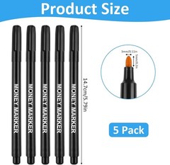 5 Pack Counterfeit Money Detector Pen, Money Marker Bill Detector Pen, Universal