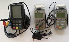 Lot of 3 Verifone VX520 & Pax S300 Credit Card Machine Terminal Readers Power On