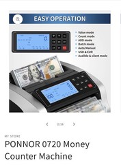 PONNOR 0720 Money Counter Machine Cash Bill Counter LCD Fast Counting