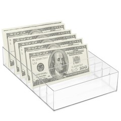 Large Clear Acrylic Cash Organizer 8 Sections Desk Tray Organizer for Money B…