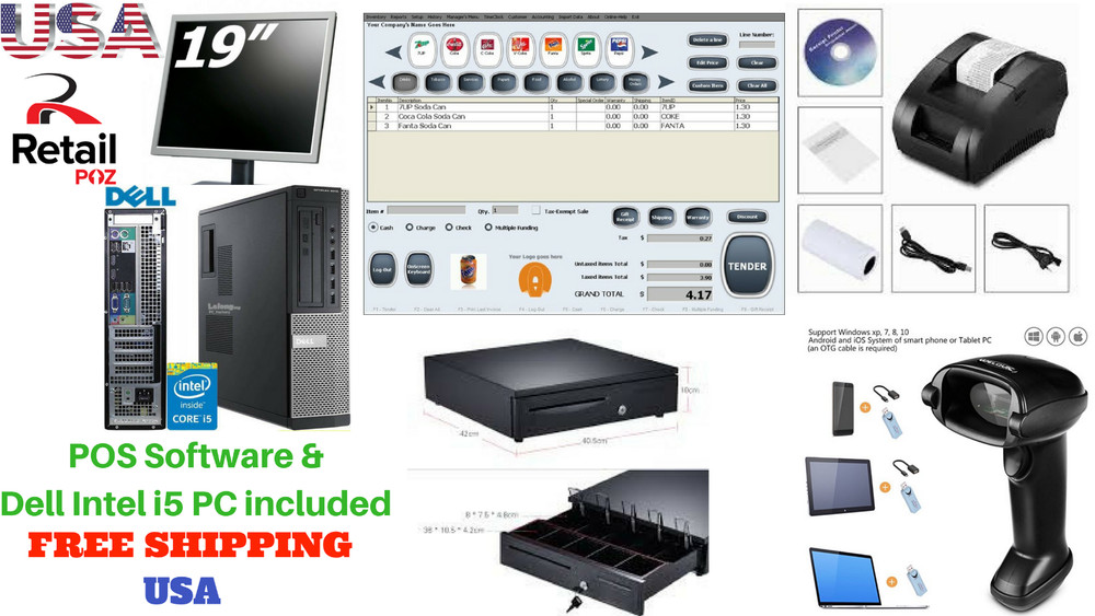 Low price Full POS all-in-one Point of Sale System Combo Kit Retail Store DELL