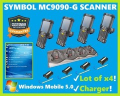 LOT OF 4 Symbol MC9090-GJ0HJEFA6WR RF Scanners, Charger, 1st Repair FREE!🔥⭐