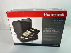 Honeywell 6112 Steel Cash Box 1 Bill & 5 Coin Slots 2 Keys Handle 9.8&Prime; X 7.3&Prime;