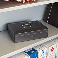 Portable Money Safe Box with Key Lock, Cash Tray, 0.21 Cubic Feet Storage