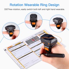 Eyoyo Mini Finger Barcode Scanner Wireless 2D Wearable Ring Scanner for PC Phone