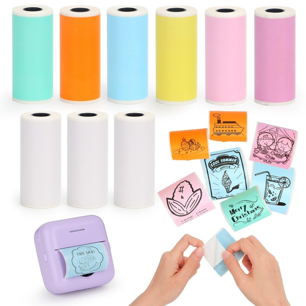 9 Rolls Mini Printer Sticker,57X25mm,Thermal Inkless Printing Paper for Mini …