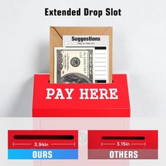 Red Metal Locking Cash Drop Box With Slot 4 Keys Wall Mount 10.24×5.7×2.95 In