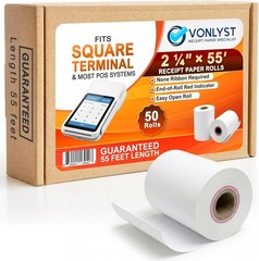 BPA-Free Square Terminal Paper Rolls 2 1/4&Prime; x 55&prime; – 50 Pack