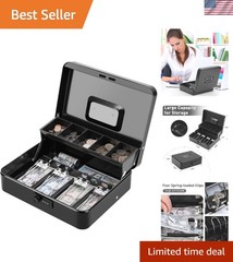 Large Portable Cash Box with Combination Lock & Cantilever Tray – 11.81&Prime;x9.45