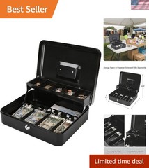 Large Secure Money Organizer with Scratch Resistant Finish & Key Lock, 11.8L