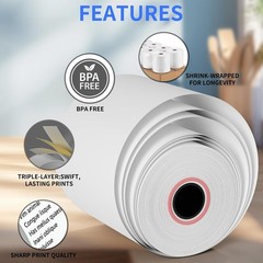 50 Rolls 2 1/4 x 85&prime; Thermal Paper Credit Card & Cash Register POS Receipt Paper