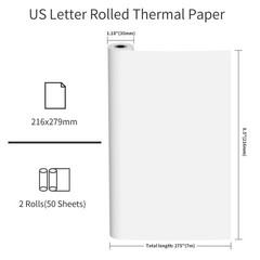 4 Rolls Thermal Printer Paper 8.5&Prime;x11&Prime; US Letter Size Paper Quick-Dry Thermal…