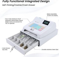48Key Desktop Electronic Cash Register POS Casher Digital LED Display w/ Drawer