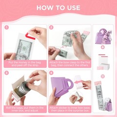 Money Pull Box for Cash, PU Leather Surprise Money Boxes with Ribbon