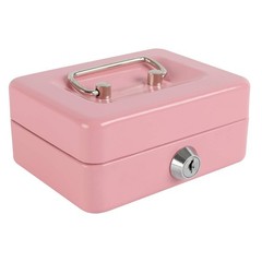 Mini Locking Cash Box with Key Lock & Removable Coin Tray – Pink, 4.92&Prime;x3.74