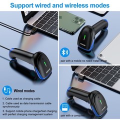 2D Wireless Barcode Scanner Bluetooth 6.0 2.4G USB Wired 1D QR Reader PC POS