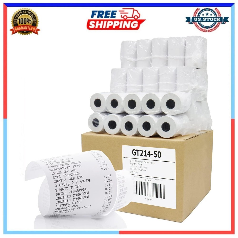 Gorilla Supply Thermal Paper Receipt Roll 2-1/4&Prime; X 50&prime; BPA Free 50 Rolls