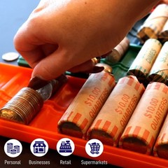 Rolled Coin Storage Organizer 5 Tray Set with Ridges for Loose Coins | Dollar, Q