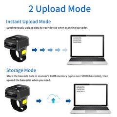 Symcode 2D Bluetooth Wireless QR Barcode Scanner Portable Ring Wearable Finger