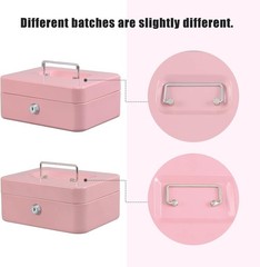 Locking Steel Medium Cash Box with Removable Coin Tray and Key Lock,7.87&Prime;x 6….