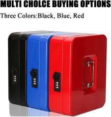 Jssmst Large Cash Box with Combination Lock â€“ Durable Metal Cash Box with Tray