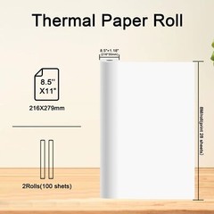 6Rolls 8.5&Prime; x 11&Prime; A4 Thermal Printer Paper for M08F M832 M834 Portable Printer