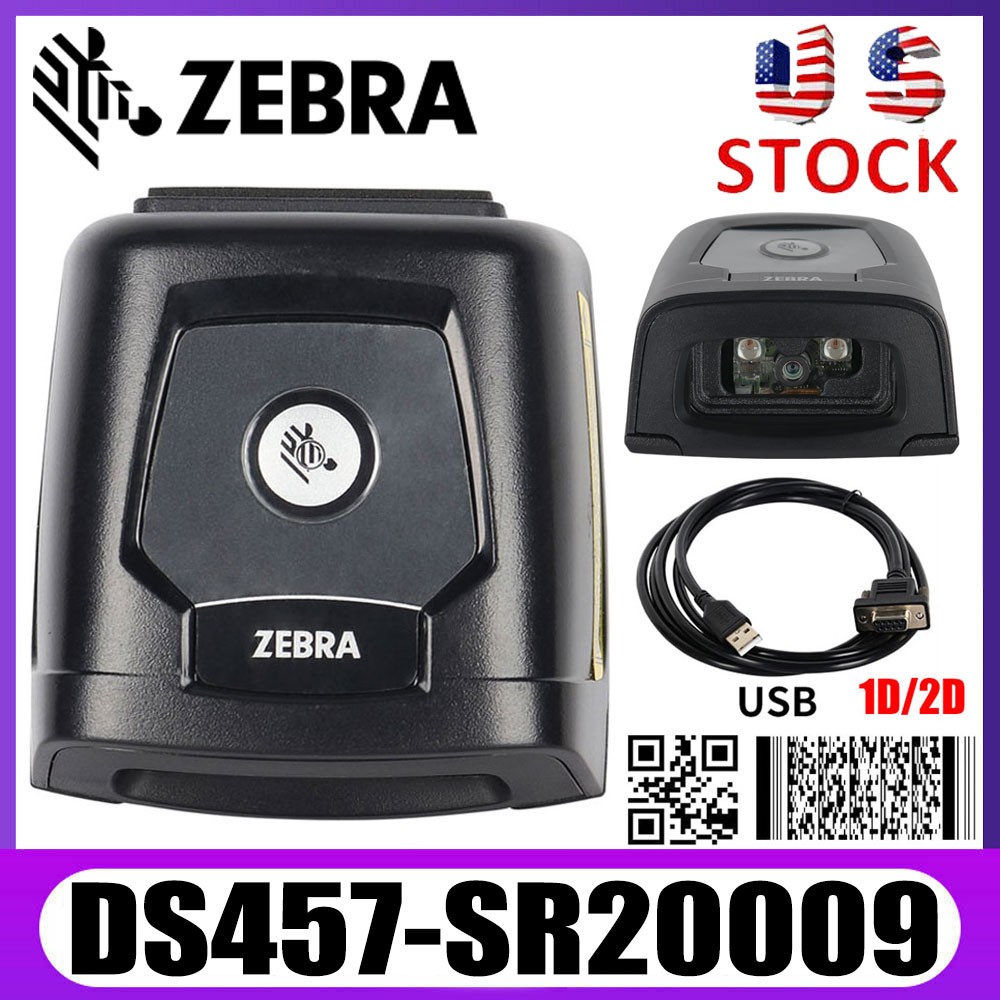 Zebra DS457-SR20009 Fixed Mount 1D/2D Laser Reader Barcode Scanner W/ USB Cable