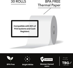 Durable 3 1/8” x 230’ Thermal Paper – 30 Rolls, Biodegradable & Glossy Finish