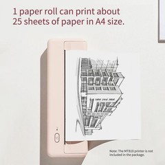 MT810 2PCS A4 Thermal Paper Roll Each Roll Equals About 25 Sheets